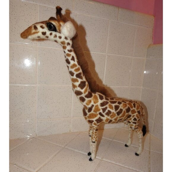 Handmade Needle Felting Giraffe wool roving handcrafted needle felted animal - Picture 3 of 10